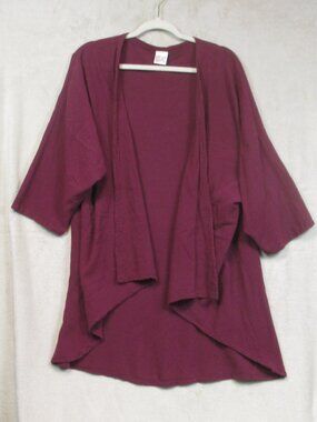 Oh My Gauze! Cardigan L-XL Maroon Cotton Open Front Flowy Draped Boho Lagenlook